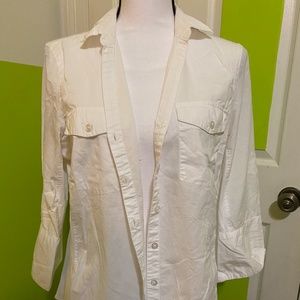 White button down blouse.